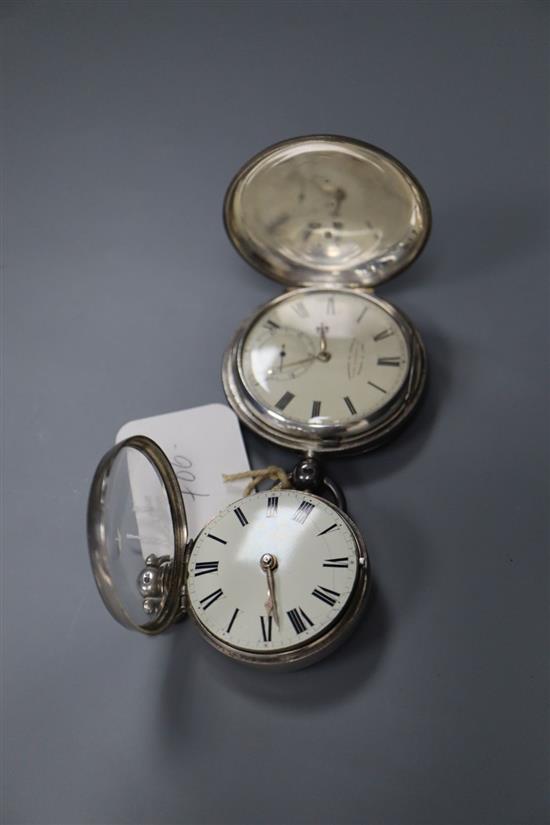 A Victorian large silver keywind pocket watch by Chas. Gawne, Barrow in Furness and one other pocket watch.